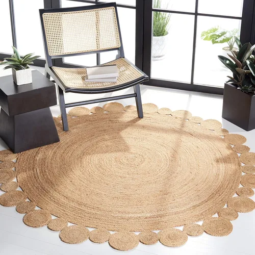 Vista 7 de SAFAVIEH Natural Fiber Collection - Alfombra redonda de 3 pies, natural, hecha a mano, estilo bohemio, con encanto de campo, ideal para zonas