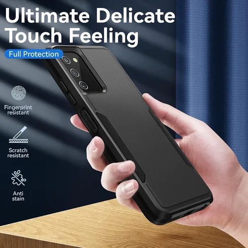 Vista 6 de Funda para Samsung Galaxy A03S, con protector de pantalla [prueba de caídas de grado militar], resistente, resistente, a prueba de golpes, para Negro