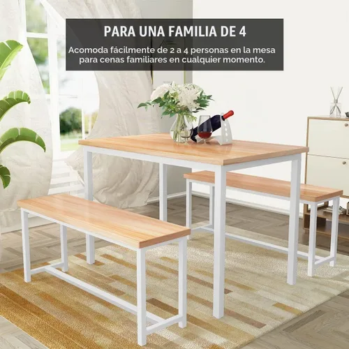 Vista 3 de Recaceik Juego de mesa de comedor beige de 47" para 4, juego de cocina de 3