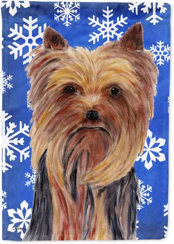 Vista 155 de Caroline's Treasures SC9374GF Bulldog English Snow flakes Holiday Garden Flag Buzón Bandera decorativa para patio exterior, patio, obras de arte