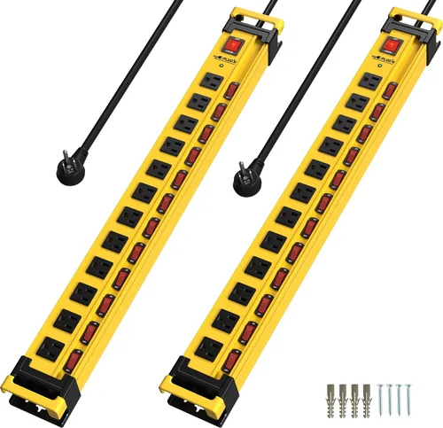 Vista 14 de Plug'n Regleta de Corriente Larga de 8 Tomas, Protector contra Sobretensiones de 2700J con Interruptores Individuales, Ampliamente Espaciada