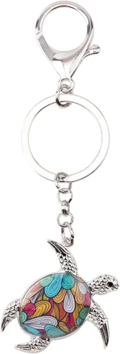 Vista 3 de Esmalte Metal Tortuga Llaveros Para Mujeres Niñas Regalos Coche Bolso Tortuga Colgante Charms
