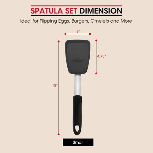 Vista 2 de Unicook Espátula de silicona flexible, volteador, 600 F, resistente al calor, ideal para voltear huevos, hamburguesas, crepes y más, pequeña