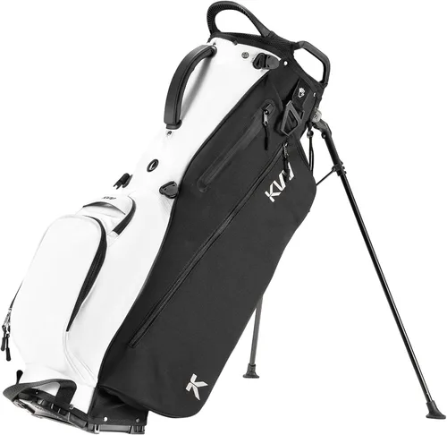 Vista 7 de KVV Bolsa de golf ligera con soporte con divisores de longitud completa de 7 vías, 5 bolsillos con cremallera, correas dobles ajustables