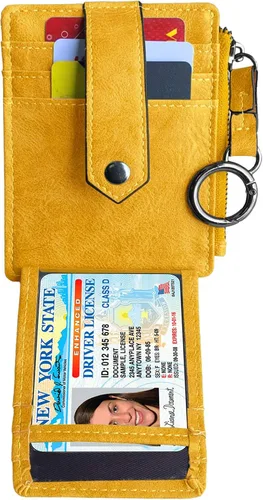 Vista 4 de AOXONEL Cartera de cuero para tarjetas de crédito Rfid para mujeres, compacta, pequeña, para mujer, monedero delgado