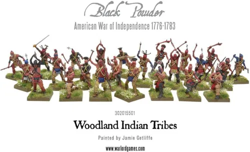 Vista 2 de Warlord Games Woodland Indians Tribe - Miniaturas de plástico a escala de 1.102 in para polvo negro altamente detallado Guerra de Independencia