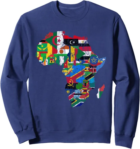 Vista 6 de Banderas africanas, silueta africana, mapa de África, sudadera del orgullo africano, Negro, S