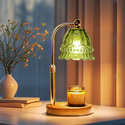 Vista 16 de GEEZO - Lámpara calefactora de fragancia para velas, calentador de velas eléctrico con temporizador y regulador de intensidad, regalos de Navidad