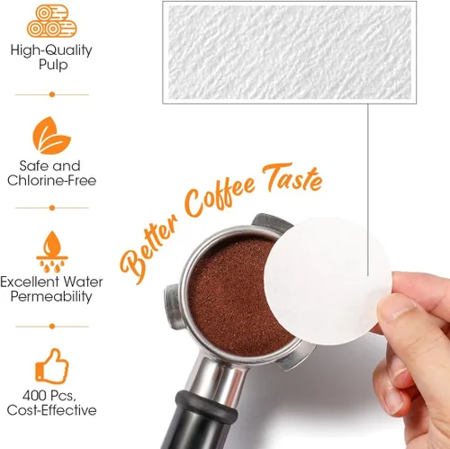 Vista 3 de Aieve Filtro de papel para espresso compatible con la máquina de café espresso Barista Breville, 400 piezas 51 mm Filtro de papel para portafiltro