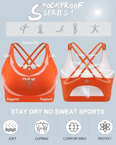 Vista 28 de Brasieres deportivos para mujer, con relleno, tipo camiseta sin mangas, sexis, con espalda cruzada, de alto impacto, largos, ideales para practicar