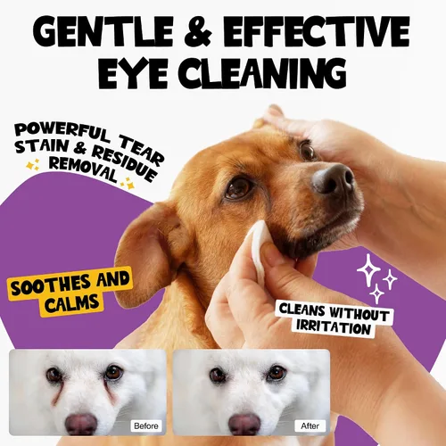Vista 2 de Toallitas para ojos, 100 unidades, toallitas para lágrimas de perro para eliminar los residuos oculares, toallitas limpiadoras hipoalergénicas