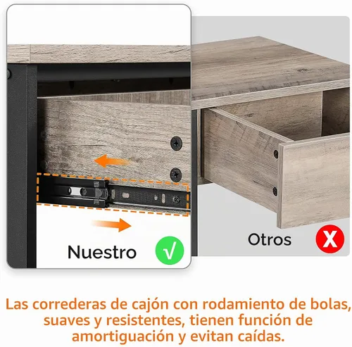 Vista 7 de Yaheetech - Mesa consola con tomas de corriente y puertos USB, 39.5 pulgadas, color marrón rústico