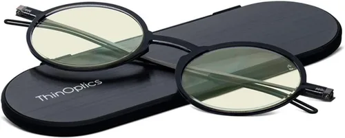 Vista 2 de ThinOptics unisex-adult Manhattan Blue Light Blocking Glasses Round Reading Glasses