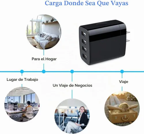 Vista 7 de Bloque de cargador para iPhone, 4.8A, cargador de pared USB, adaptador de corriente, cubo de carga, caja de ladrillo para iPhone 17 16e 16 15 14 13