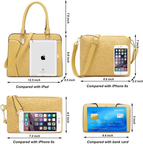 Vista 30 de Bolsos de mano de moda para mujer, bolsa de hombro, asa superior, bolsa de mano, juego de 4 piezas