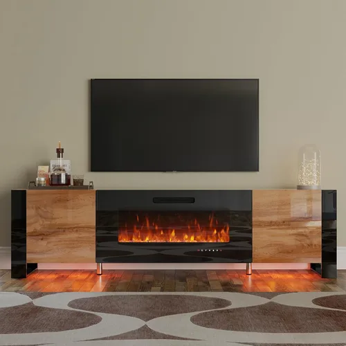 Vista 9 de VanAcc - Soporte moderno de TV con chimenea de 70 pulgadas con almacenamiento para televisores de hasta 80 pulgadas