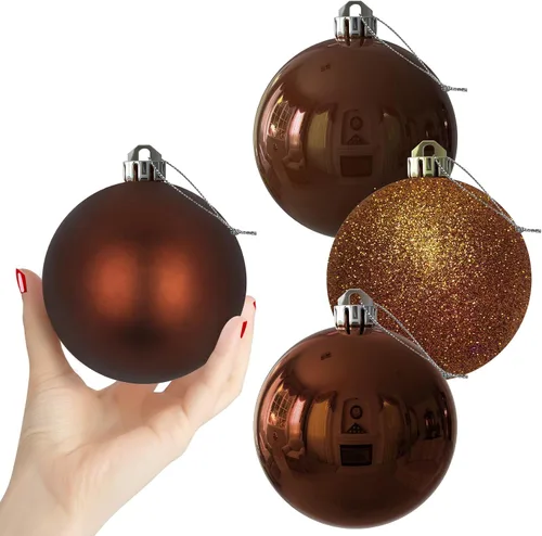 Vista 66 de Esferas pequeñas de Navidad de bronce y dorado de 1.6 pulgadas, adornos para decoración de árbol de Navidad, bolas colgantes inastillables