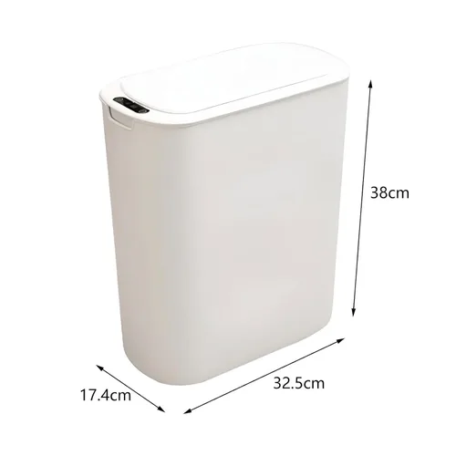 Vista 3 de Basurero automático para baño, sin contacto, con sensor de movimiento, con tapa de sellado, 5.28 galones, impermeable, de plástico, delgado
