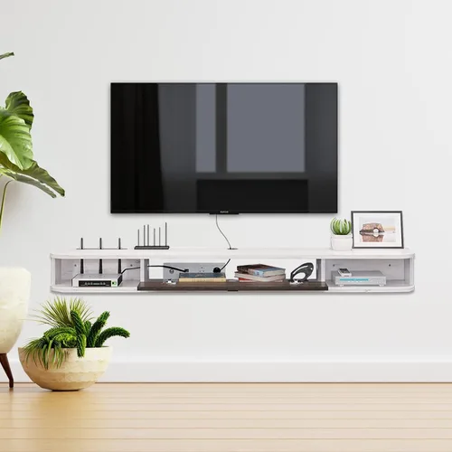 Vista 4 de Pmnianhua Consola de TV flotante, consola multimedia montada en la pared de 55 pulgadas, mueble de TV flotante, soporte de TV flotante moderno