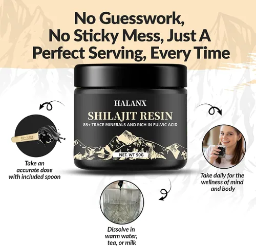 Vista 4 de HALANX Resina Shilajit pura del Himalaya – 1.76 onzas de suplementos herbales Shilajit con más de 85 minerales traza 75% + ácido fúlvico Shilajitt