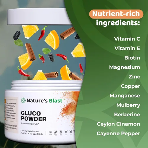 Vista 5 de Gluco-polvo con extracto de morera blanca y canela de Ceilán, mezcla orgánica de bienestar metabólico para energía y vitalidad, 1 botella