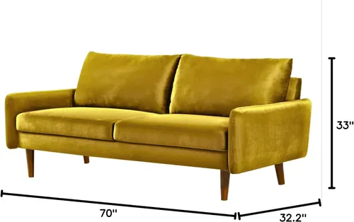 Vista 2 de Container Furniture Direct Kent - Sofá de terciopelo para salas de estar modernas y espacios compactos, cómodo sofá de 3 plazas, muebles de estudio