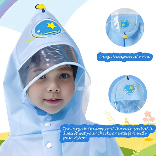Vista 4 de amo nenes Kids Raincoat for Boys Girls Rain Poncho with Hood, Waterproof Reusable EVA Rainwear Toddler Cartoon 2-12 Years