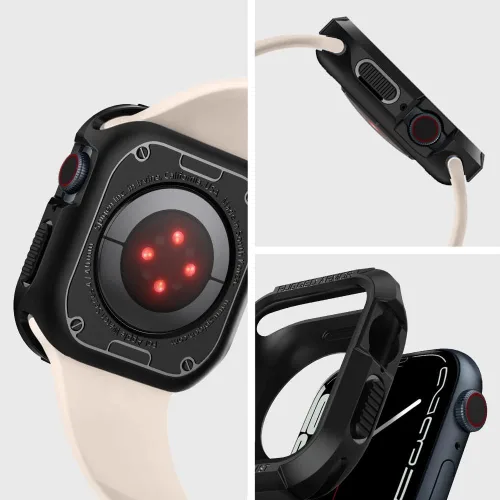 Vista 3 de Spigen Funda resistente para Apple Watch de 1.614 in/1.575 in Para Apple Watch Series SE3/9/8/SE2/7/6/SE/5/4 Cubierta protectora duradera TPU Negro