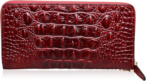 Vista 4 de PIJUSHI Cartera de pulsera de piel de cocodrilo para mujer bolso de mano