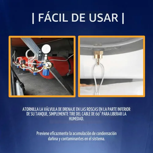 Vista 6 de TORQUE Válvula de drenaje de tanque de aire con cable de 60", válvula de drenaje del compresor de aire (reemplaza Haldex 12105) (TR12105) (1 pieza)