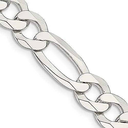 Vista 5 de Plata de Ley 8,5mm. Pulido Plana Figaro collar de cadena, pulsera o tobillera, plata de ley
