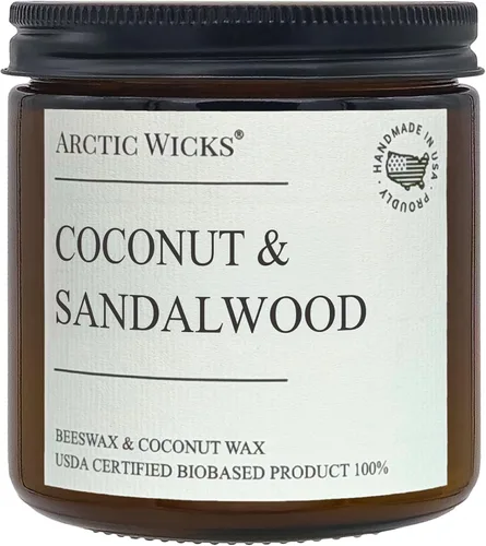 Vista 13 de Macarrón de Almendra Velas Perfumadas Arctic Wicks de Coco y Cera de Abeja Vela de Ámbar No Tóxica de 16oz para Decoración de Otoño