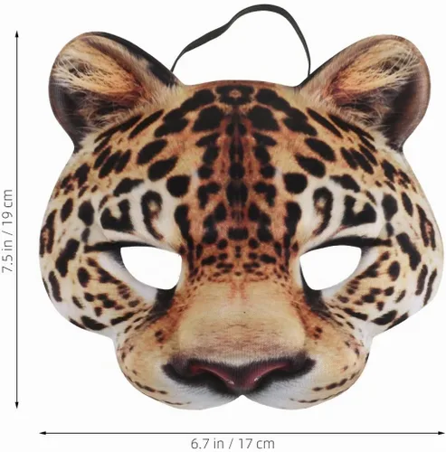 Vista 4 de Zerodeko Disfraz de leopardo para mujer, máscara de leopardo para Halloween, máscara de animal para juegos de rol, unisex, accesorio ligero