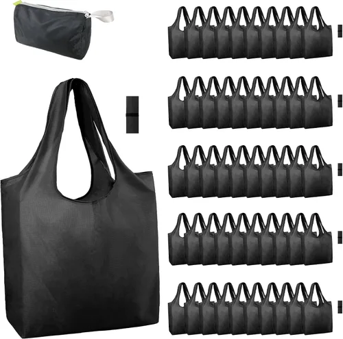 Vista 49 de BeeGreen Bolsas de comestibles reutilizables de Navidad con bolsa de almacenamiento con cremallera, paquete de 10 bolsas de compras reutilizables a