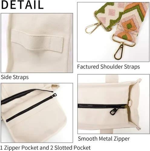 Vista 2 de EASRTA Tote Bag for Women, Canvas Tote Bag, Travel Tote Bag, Women Shoulder Bag, Crossbody Bag, Women Handbag