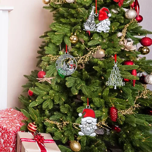 Vista 4 de Adorno de árbol de Navidad de metal de peltre sólido 2023, colgantes colgantes para fiesta, hogar, vacaciones, regalos de decoración de Navidad