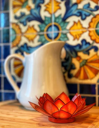 Vista 9 de Velas de té con forma de flor de Loto.