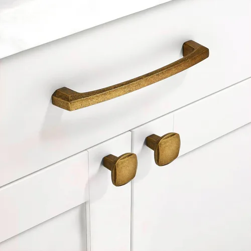Vista 2 de Paquete de 10 manijas de gabinete de cocina de 3 pulgadas (76mm) color latón envejecido, accesorios para cajones de gabinete de cocina, tiradores
