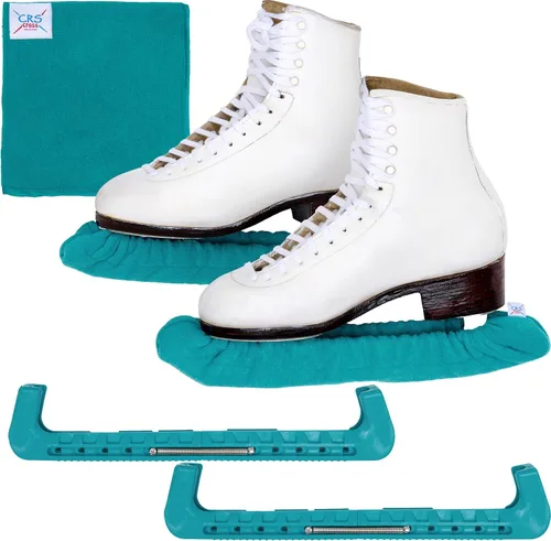 Vista 13 de CRS Cross - Juego de regalo de protectores de patines sobre hielo, guardas de tela y toallas, cubiertas suaves para cuchillas de patinaje artístico