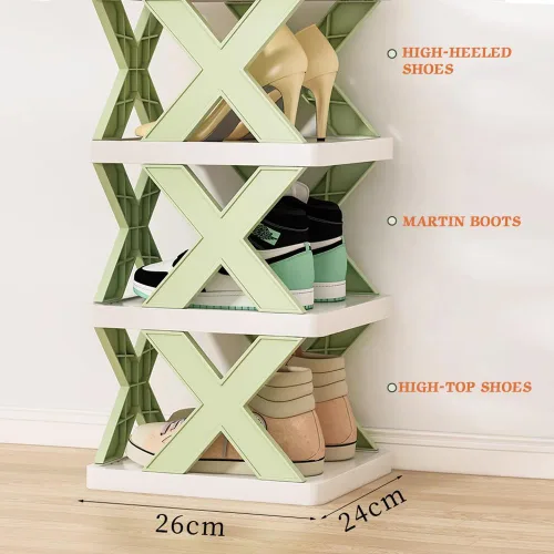 Vista 4 de Organizador de almacenamiento de zapatos de varias capas, zapatero estrecho y vertical, pequeño soporte vertical para zapatos, organizador