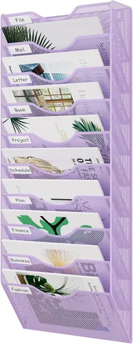 Vista 12 de EasyPAG Office - Carpeta de pared con 3 bolsillos para guardar archivos, organizador de metal para documentos Negro