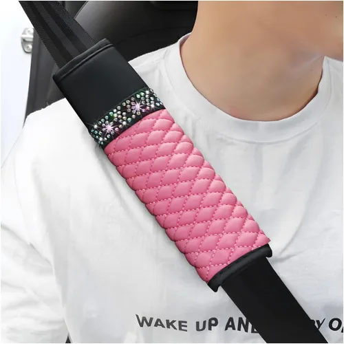 Vista 10 de zipelo 2 fundas para cinturón de seguridad de automóvil, almohadillas de cuero transpirable que protegen tu cuello, correas de arnés para una