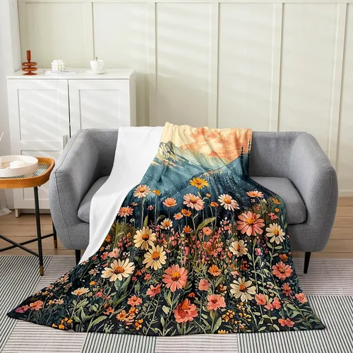 Vista 25 de Erosebridal Sketch Tree Flannel Blanket 40x50 Inch Vintage Farmhouse Fleece Blanket Grey Minimalist Mid Century Fuzzy Plush Throw French Country