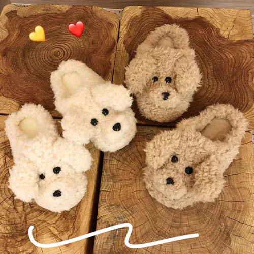 Vista 6 de SGVAHY - Zapatilla de peluche para niñas, diseño de animales de peluche en 3D, diseño de animales de peluche para invierno, antideslizante