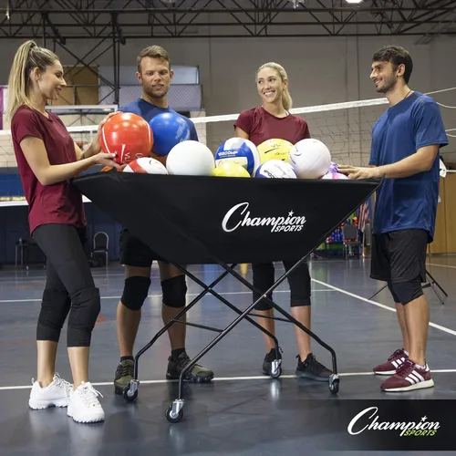 Vista 8 de Champion Sports Volleyball Cart & Equipment Storage, Durable Aluminum Frame for High Volume Practices & Training Sessions, 24 to 40 Ball Storage