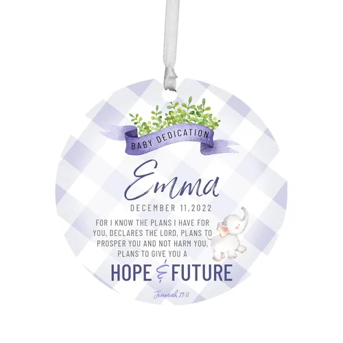 Vista 8 de LifeSong Milestones Ideas de adornos colgantes redondos personalizados para dedicación para bebés, para celebrar los preciosos momentos de la vida