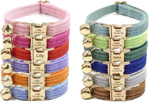 Vista 8 de Collar de gato personalizado con hebilla de seguridad desmontable - Nombre grabado y número de teléfono para gatitos macho y hembra