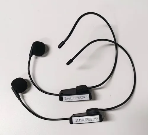Vista 9 de Sistema de micrófono inalámbrico para 2 personas, micrófonos de auriculares inalámbricos duales de 2.4G, ideal para oradores, amplificador de voz