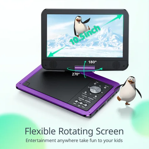 Vista 2 de Yoton - Reproductor de DVD portátil de 12.5 pulgadas, pantalla HD de 10.5 Púrpura