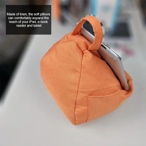 Vista 3 de Soporte para cojín para tableta, con bolsillos laterales, suave reposapelotos anticaídas para regazo, soporte para laptop manos libres para cama